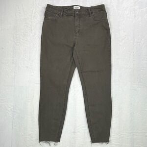 Pistola High Rise Skinny Jeans Olive Green Raw Hem Stretch Denim 14W P68227FTN